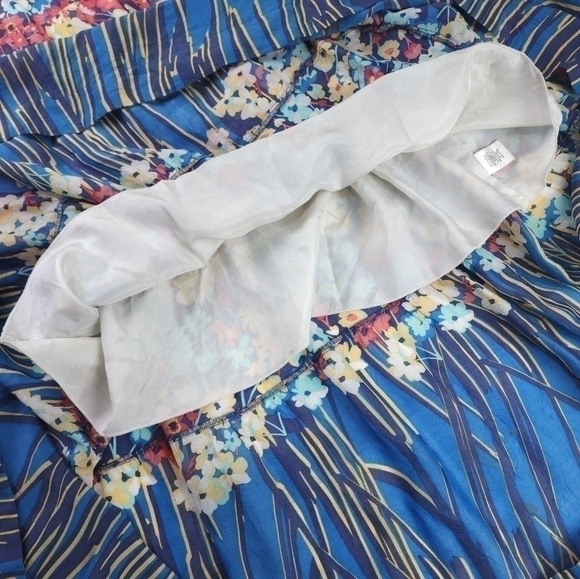 Johnny Was Blue Pink Boho Maxi Rayon Silk Floral Skirt Sz Xs - Picture 5 of 13